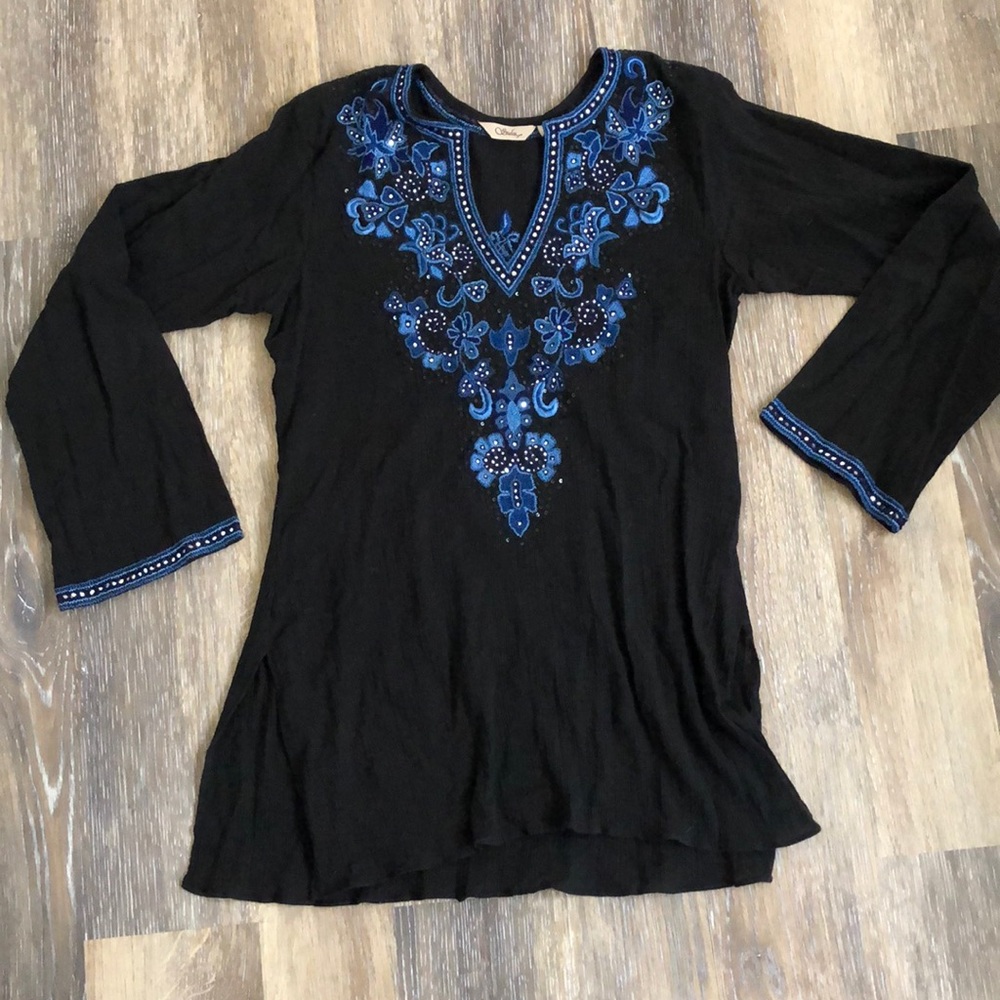 Sulu Black Jeweled Tunic